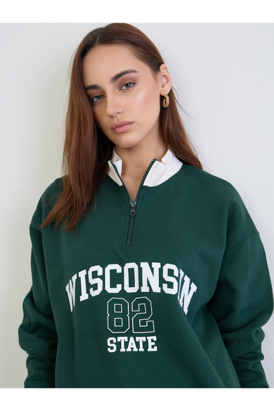 Styli Dark Green Longline Sweatshirt and Joggers Co-Ords