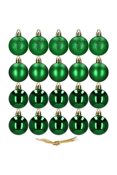 SERSIMO Christmas bauble set, 20 pieces, 3 models, 4cm, green