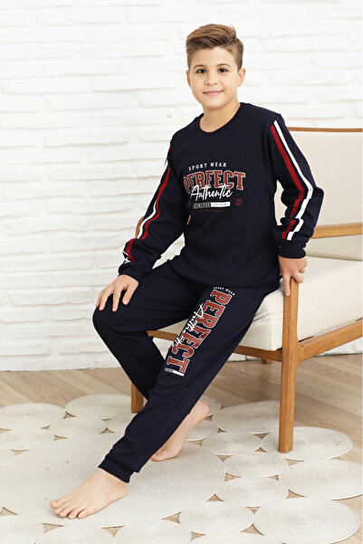 MODANINO Boy's Sleeves Striped 100% Cotton Interlock Fabric Pajama Set 12351