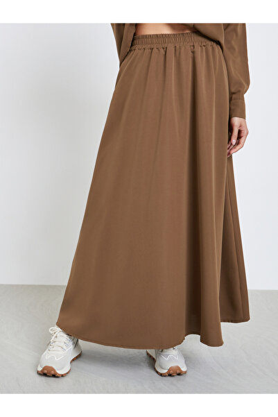 Styli Brown Regular Fit Stand Collar Shirt and Skirt Co-ords