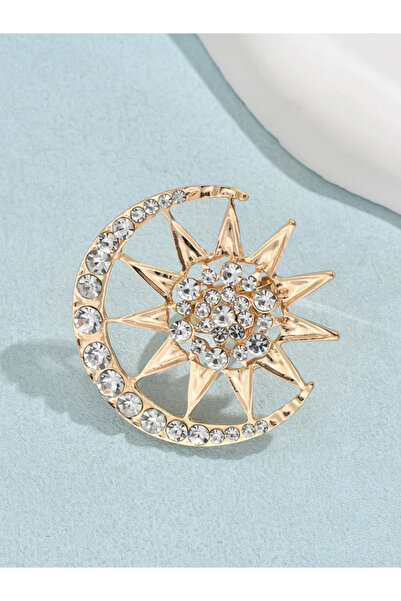 Take Two By Styli Gold Tone Crescent Moon and Star Statement Ring