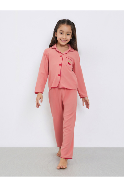 Take Two By Styli Girls Rust Pocket Detail Shirt and Pyjama Set