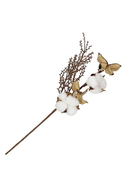 SERSIMO Χριστουγεννιάτικο διακοσμητικό κλαδί με βαμβάκι και αποξηραμένα φυτά,...