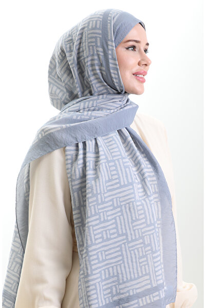 sefamerve Karaca Natural Fiber Shawl 82008-18 Gray Silver Gray