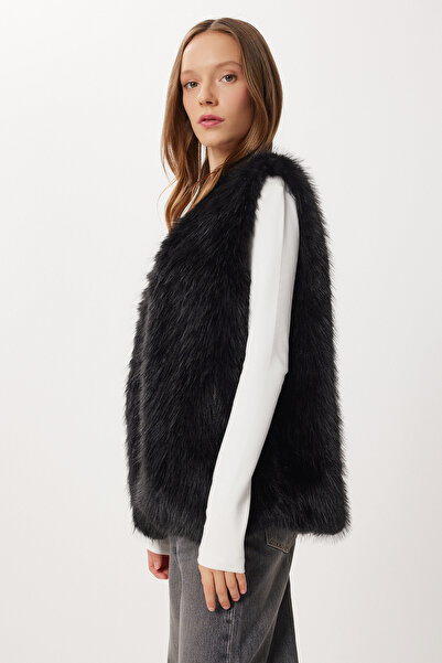 Lovelyİstanbul Faux Fur Vest Lfg0170 Black