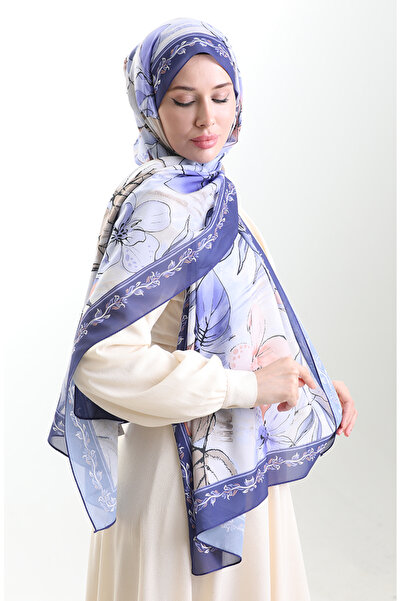 sefamerve Σάλι από γαλλικό μετάξι Hanzade 70330-03 Μωβ Λιλά