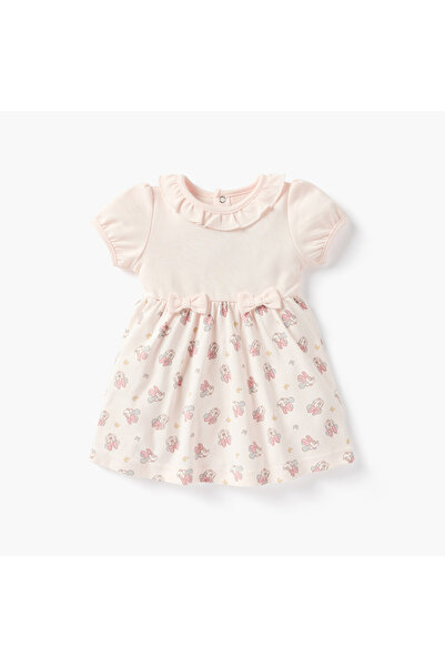 Disney فستان ميني ماوس مطبوع بأكمام منفوخة