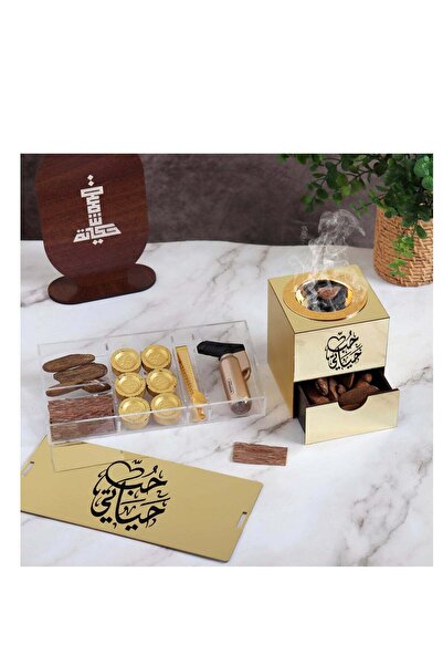 Story of candle Incense burner with a box for storing incense, inscribed with "Love of My Life," along with Maroki oud, Vietnamese oud chips, a lighter, and charcoal.