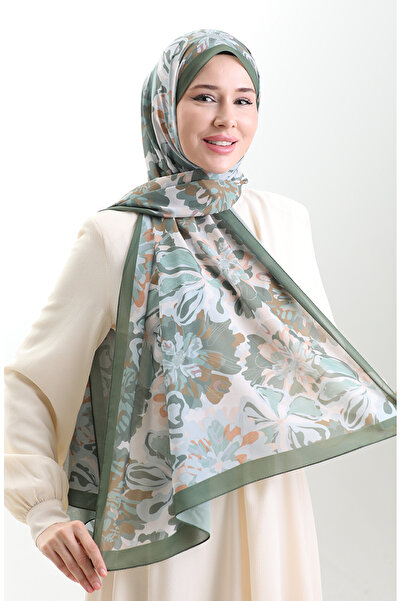 sefamerve Hanzade Fransız İpeği Şal 70329-13 Haki Çağla Yeşili