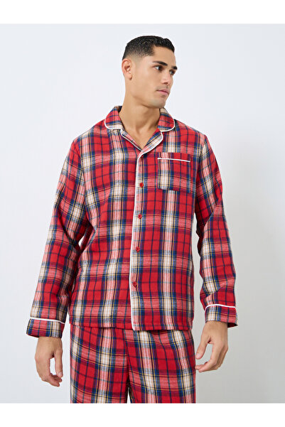 Styli Family Pyjamas - Men Check Pocket Piped Shirt and Pyjama Set
