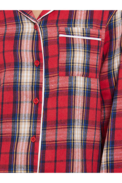 Styli Family Pyjamas - Women Check Pocket Piped Shirt and Pyjama Set