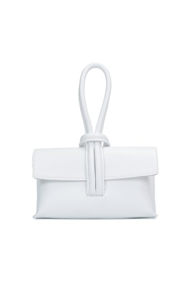 Posete Fagaras Ecaterina Leather Purse - White, 1 Compartment, 2 Pockets, Adjustable Strap max 120 cm