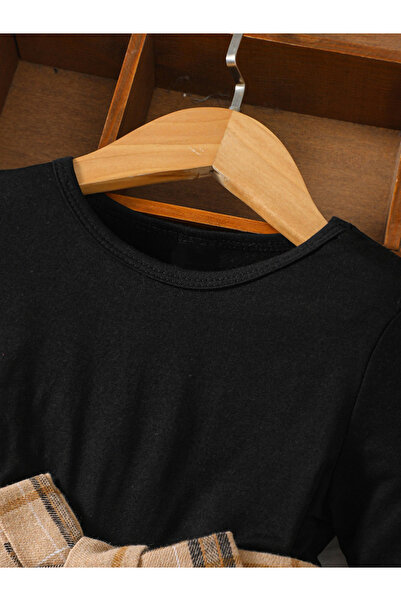 Take Two By Styli Girl's Contrast Print Bow Detail Top With Pants Set