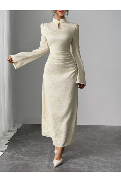 Take Two By Styli Floral Print Ruched Detail A-Line Maxi Dress