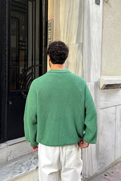 Flaw Wear Half Zip Polo Neck Knit Sweater