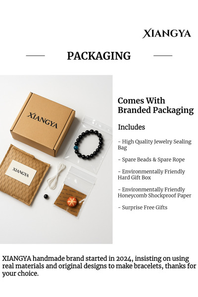 XIANGYA Bijou Bracelet - Beaded Bracelet For Ladies Ebony Bracelet with Blue Crystal and White Jade Beads