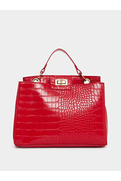 Styli Women Red Croc-Effect Textured Handbag