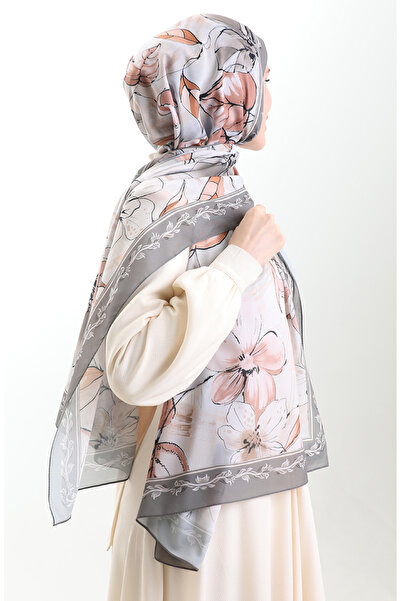 sefamerve Σάλι από γαλλικό μετάξι Hanzade 70330-06 Γήινο καφέ