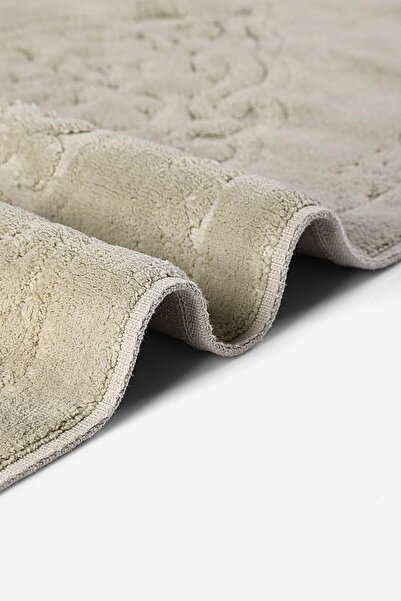 Bluenity Pamukkale Natural Cotton 2-Piece Bath Mat & Carpet Set 60X100+50X60 cm - Beige