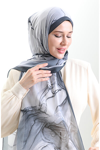 sefamerve Şal din mătase franceză Hanzade 70328-09 Antracit Negru