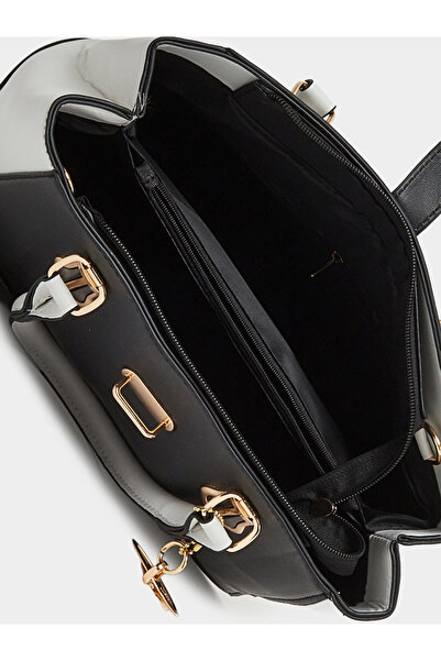 Take Two By Styli Black Color Block Handbag with Drop Charm