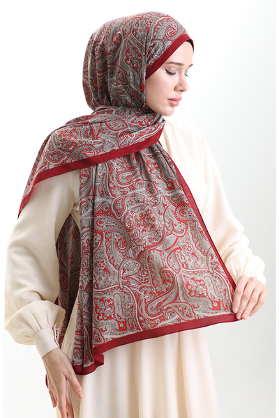 sefamerve Karaca Patterned Mio Shawl 82011-03 Claret Red