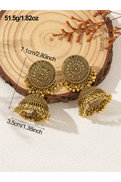 Take Two By Styli Gold Tone Texture Bell Shape Jhumka Earrings