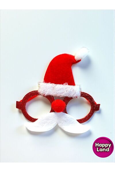 Happyland New Year's Glasses Santa Hat Detailed Mustache Glittery Non-Glass New Year Glasses Accessory Hpy13