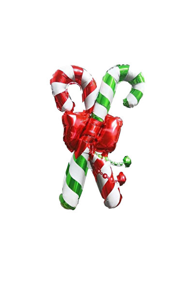 BALON DİYARI yılbaşı şeker kamışı 2 li ve tekli kırmızı ve yeşil 60cm