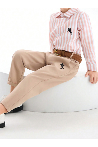 Take Two By Styli Boy Striped Button Up Shirt with Pants Set