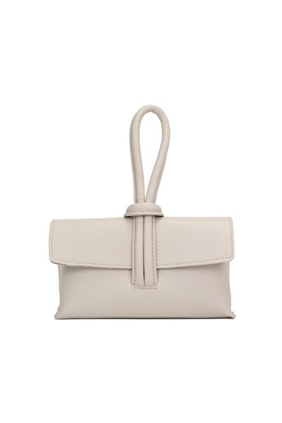 Posete Fagaras Ecaterina Leather Purse - Beige, 1 Compartment, 2 Pockets, Adjustable Strap max 120 cm
