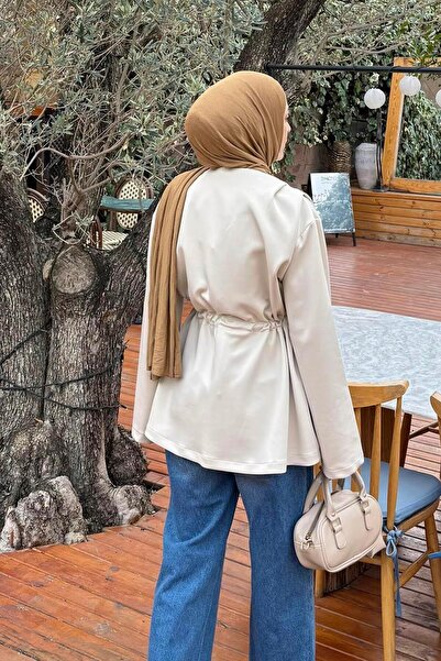 lamelif Lace-Up Detailed Jacket Stone