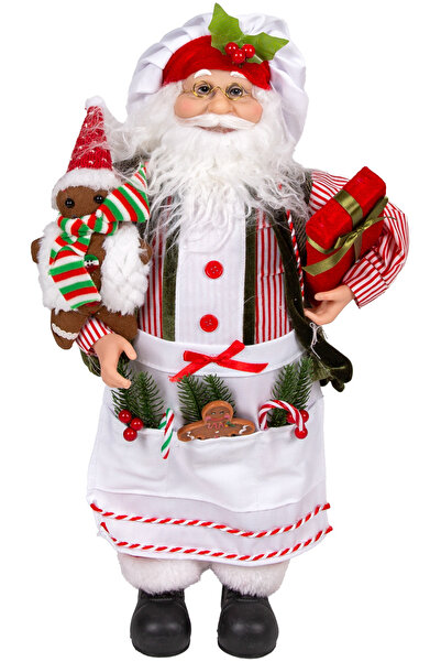 Herdekora Moș Crăciun de Anul Nou, Bucătar, Roșu-Alb - 26x45 cm