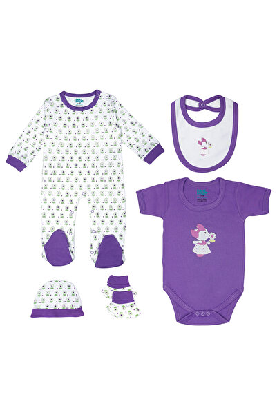 Babies Basic مجموعة من 5 قطع تتضمن مريلة، رومبير، قفازات، قبعة وبدلة نوم، من ...