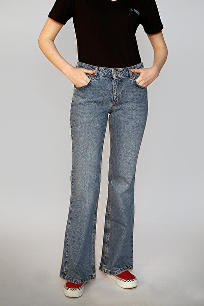 Lee Cooper Luna High Waist Flared Cut Wide Leg Blue Women's Jeans