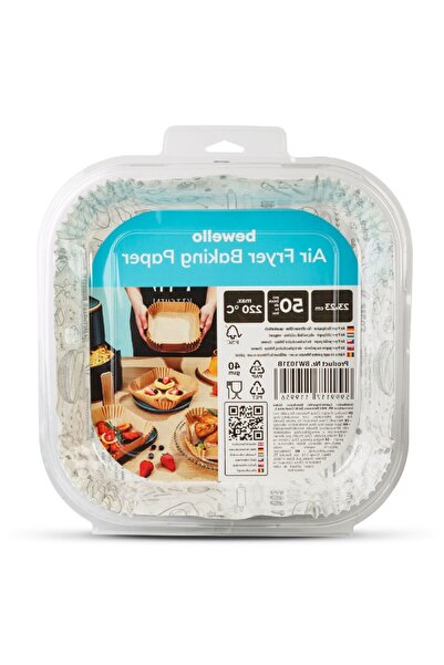 CED AUTO TRADE Baking Paper for Air Fryer - Patterned, Square, 23 x 26 cm - 50 Pieces/Pack