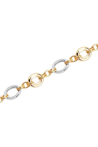 Diamond Line-Gülaylar 14 Ayar Sarı-Beyaz Altın Zincir Bileklik