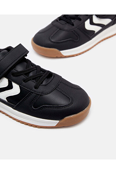 REDTAG Senior Boys Black Stripped Sneakers