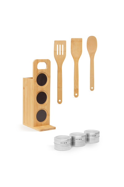 CED AUTO TRADE Magnetic spice rack - bamboo tool set - 7 pieces - 80 x 135 x 275 mm