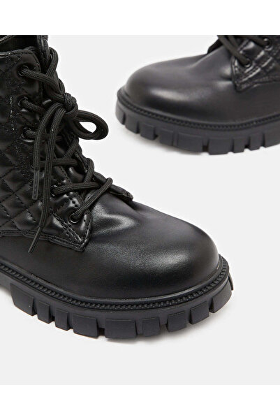 REDTAG Senior Girls Black Textured Ankle Boot