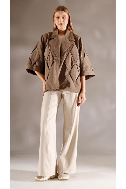 shE tekstil Italian Style Design Triangle Jacket Stone