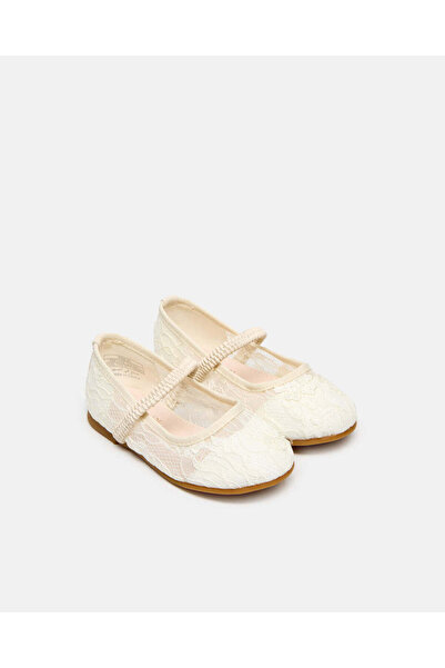 REDTAG Girls Cream Lace Embellished Ballerina