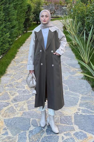 lamelif Retrica Καμπαρντίνα δύο χρωμάτων Χακί