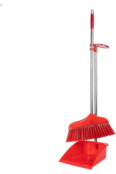 SULFAR طقم مكنسة ومجرفة بمقبض طويل، مستقيم، خفيف الوزن ومتين، عبوة من قطعة واحدة