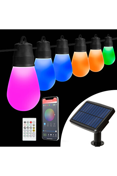 CED AUTO TRADE Sir lumini solare inteligente - LED RGBIC 30 buc - 13 m - blue...