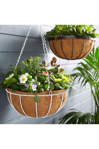 CED AUTO TRADE Hanging metal basket - for fixing flower pots - 25 cm - white