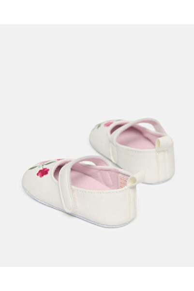 REDTAG Baby White Embriodered Pram Shoe