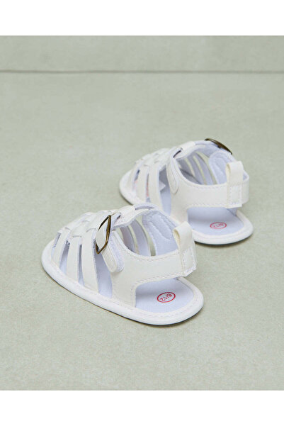 REDTAG Baby White Buckle Detail Pram Shoe