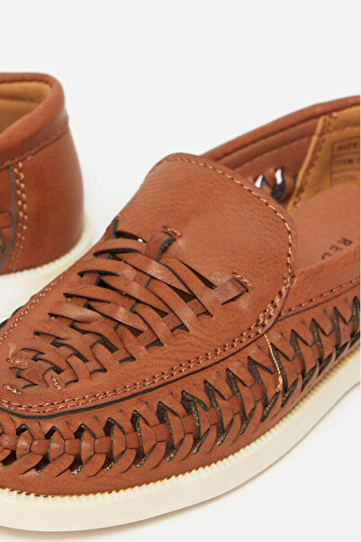 REDTAG Boys Brown Textured Loafers