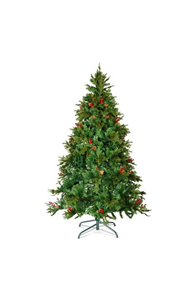 CED AUTO TRADE Brad artificial – 210 cm – PE/PVC – cu bobite rosii